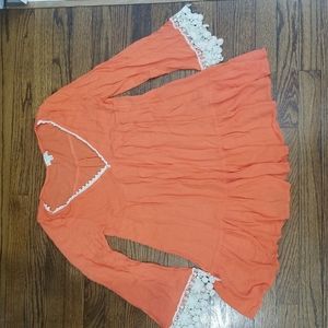 KORI America Crochet Detailed Tiered Peasant Dress